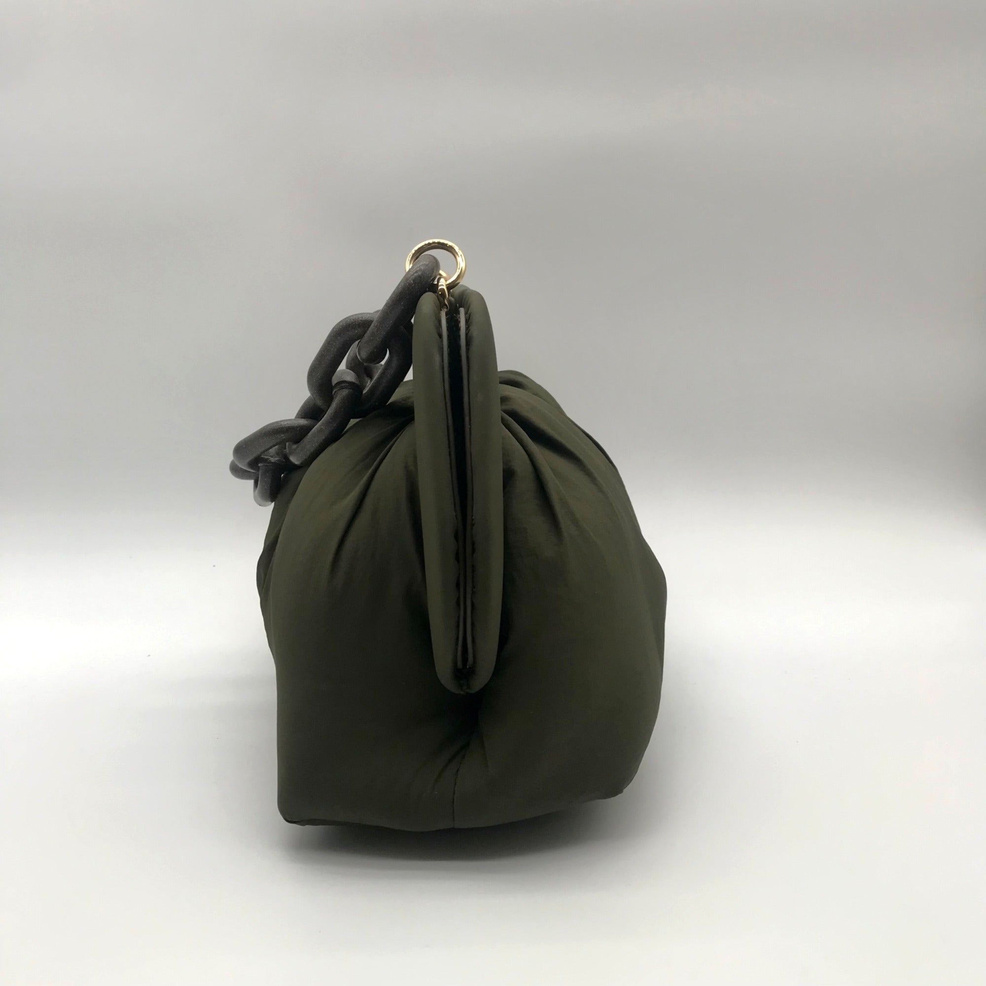 Themoiré Bios Chain Link Forest Green Re-Nylon Crossbody Clutch