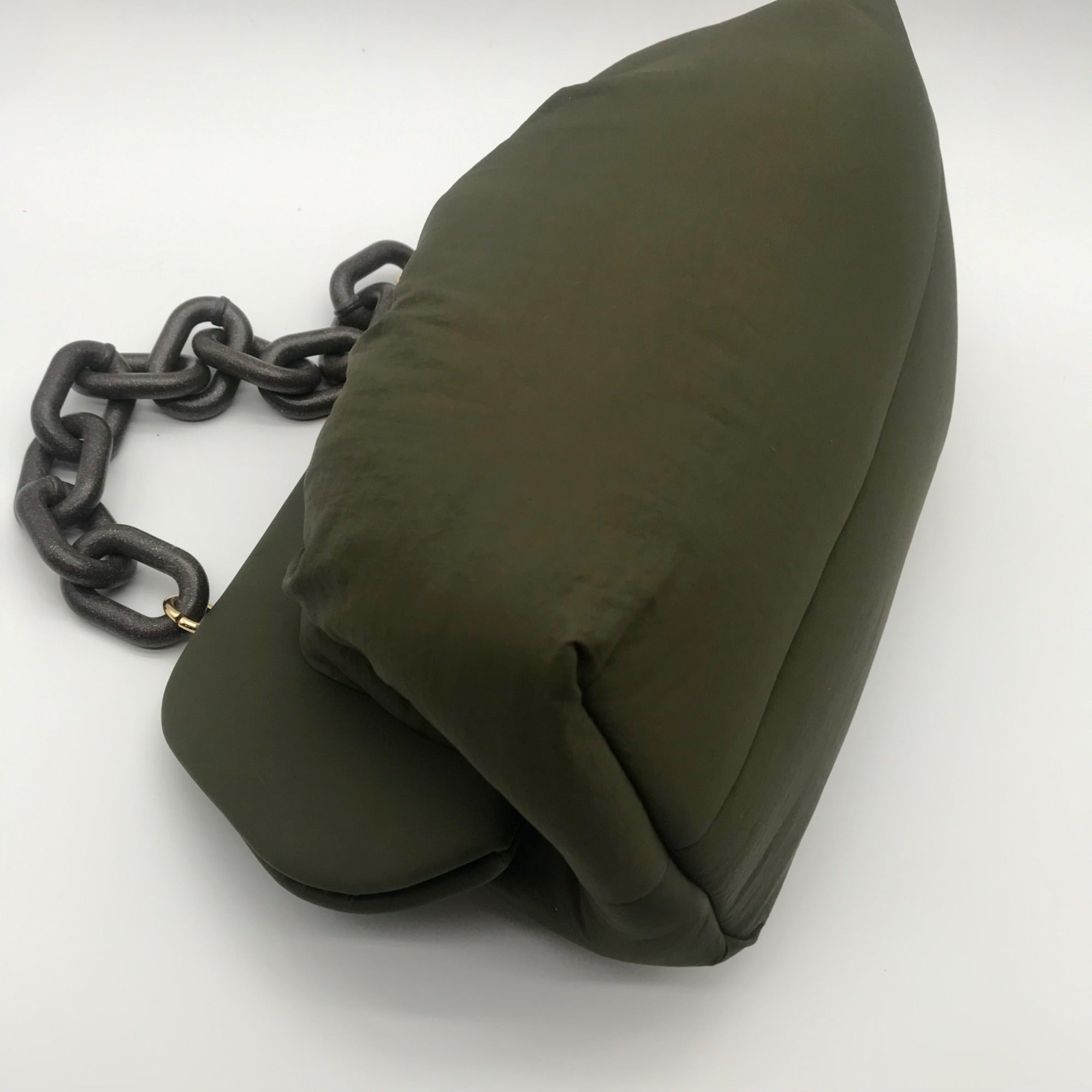 Themoiré Bios Chain Link Forest Green Re-Nylon Crossbody Clutch