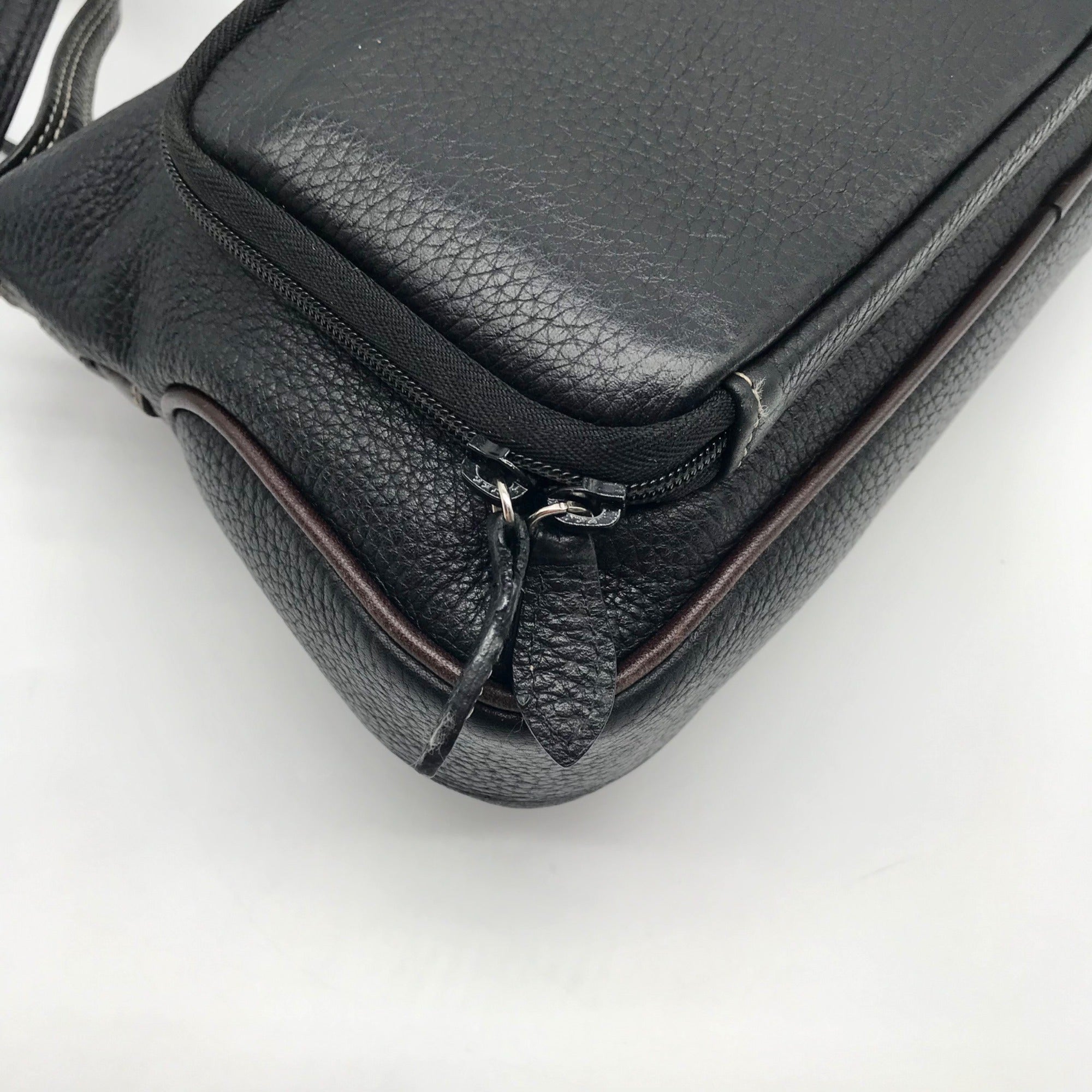 Brighton Black &amp; Brown Croc Embossed Leather Organizer Shoulder Bag