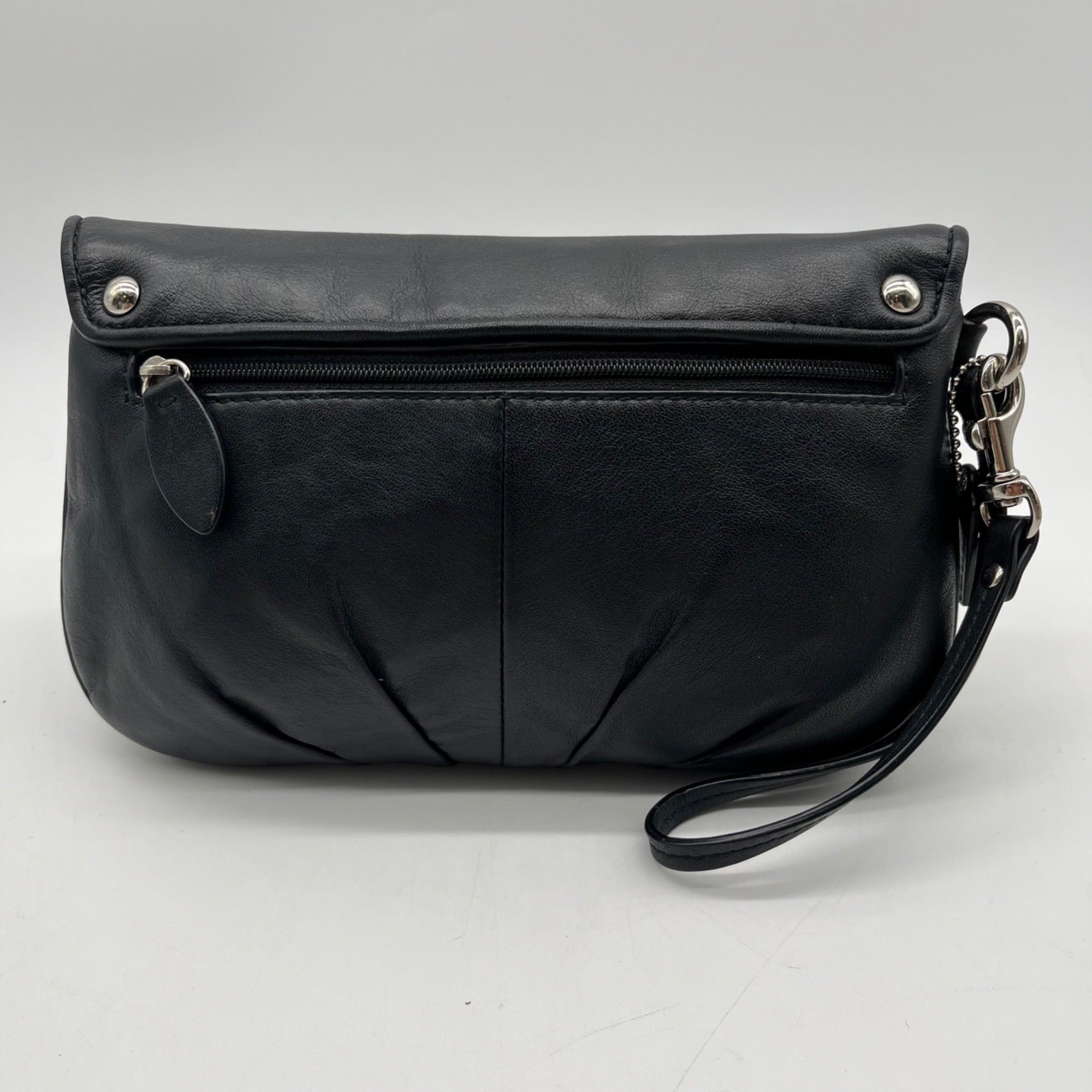 Coach Black Bleecker Smooth Leather Wristlet