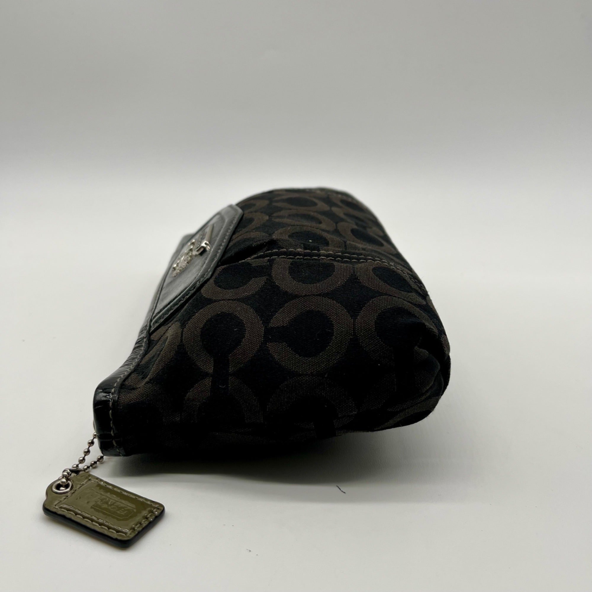 Coach Black Madison Signature Op Art Wristlet
