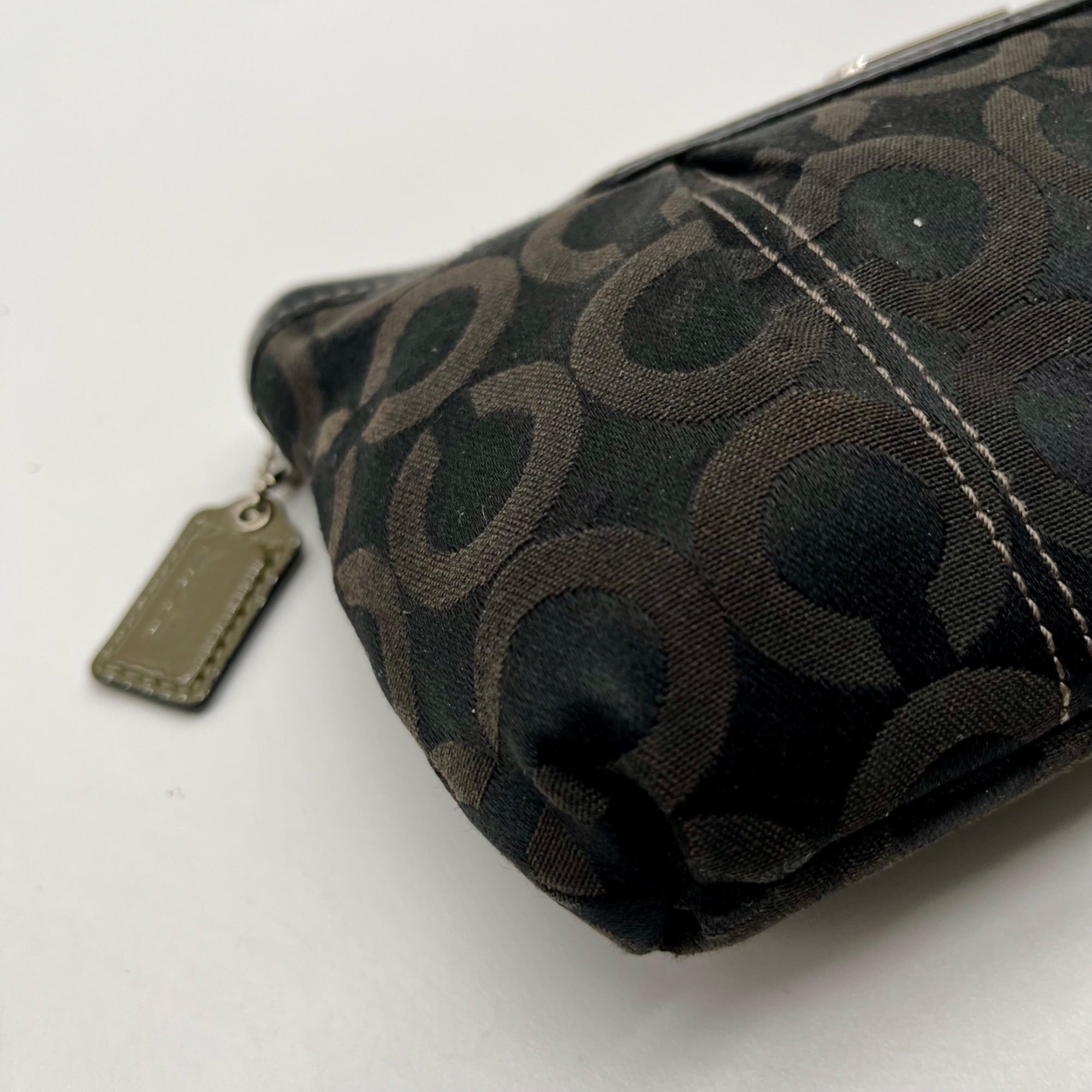 Coach Black Madison Signature Op Art Wristlet