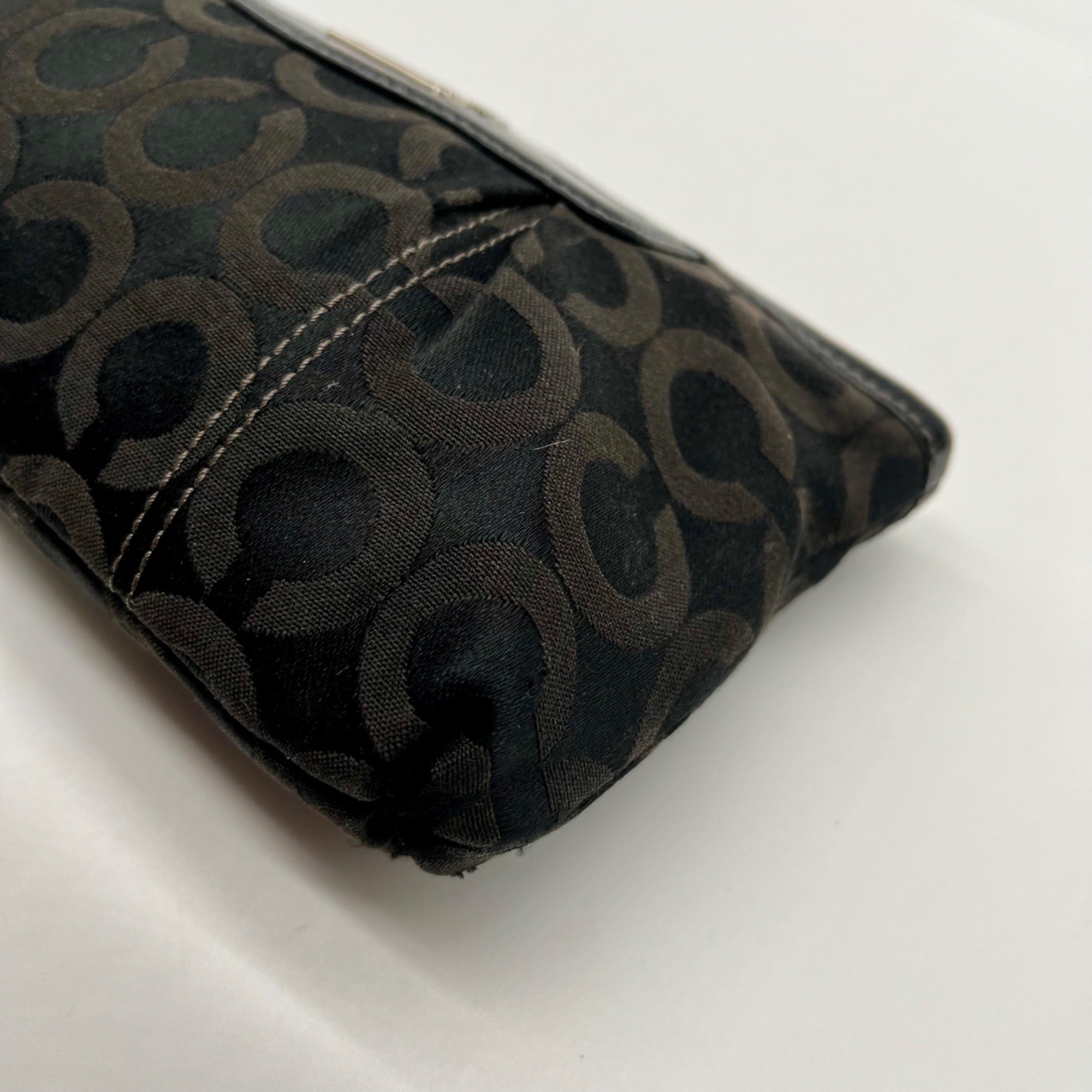 Coach Black Madison Signature Op Art Wristlet