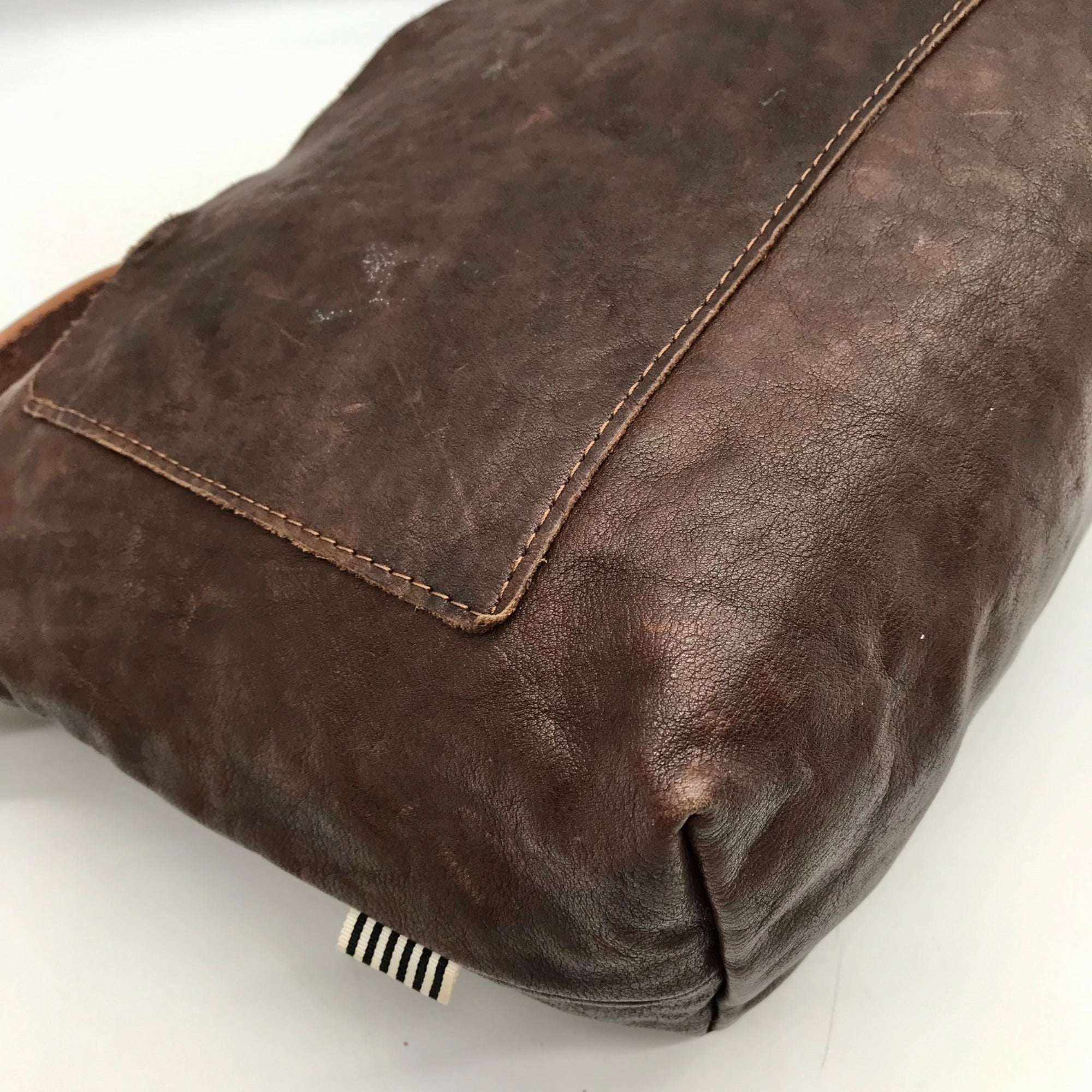 Meanwhile Back On The Farm Mocha Tuscan Leather Midi Hobo Bag