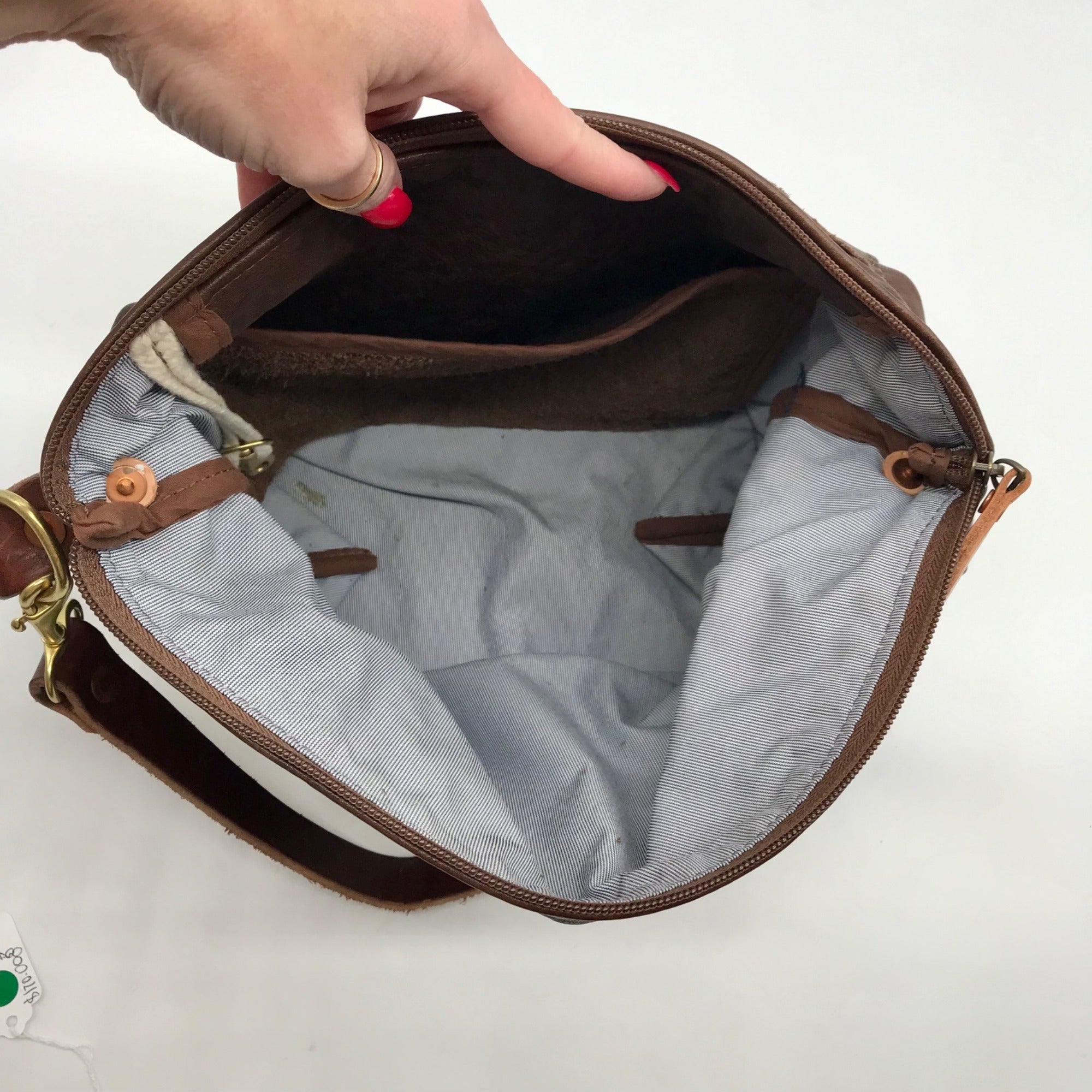 Meanwhile Back On The Farm Mocha Tuscan Leather Midi Hobo Bag