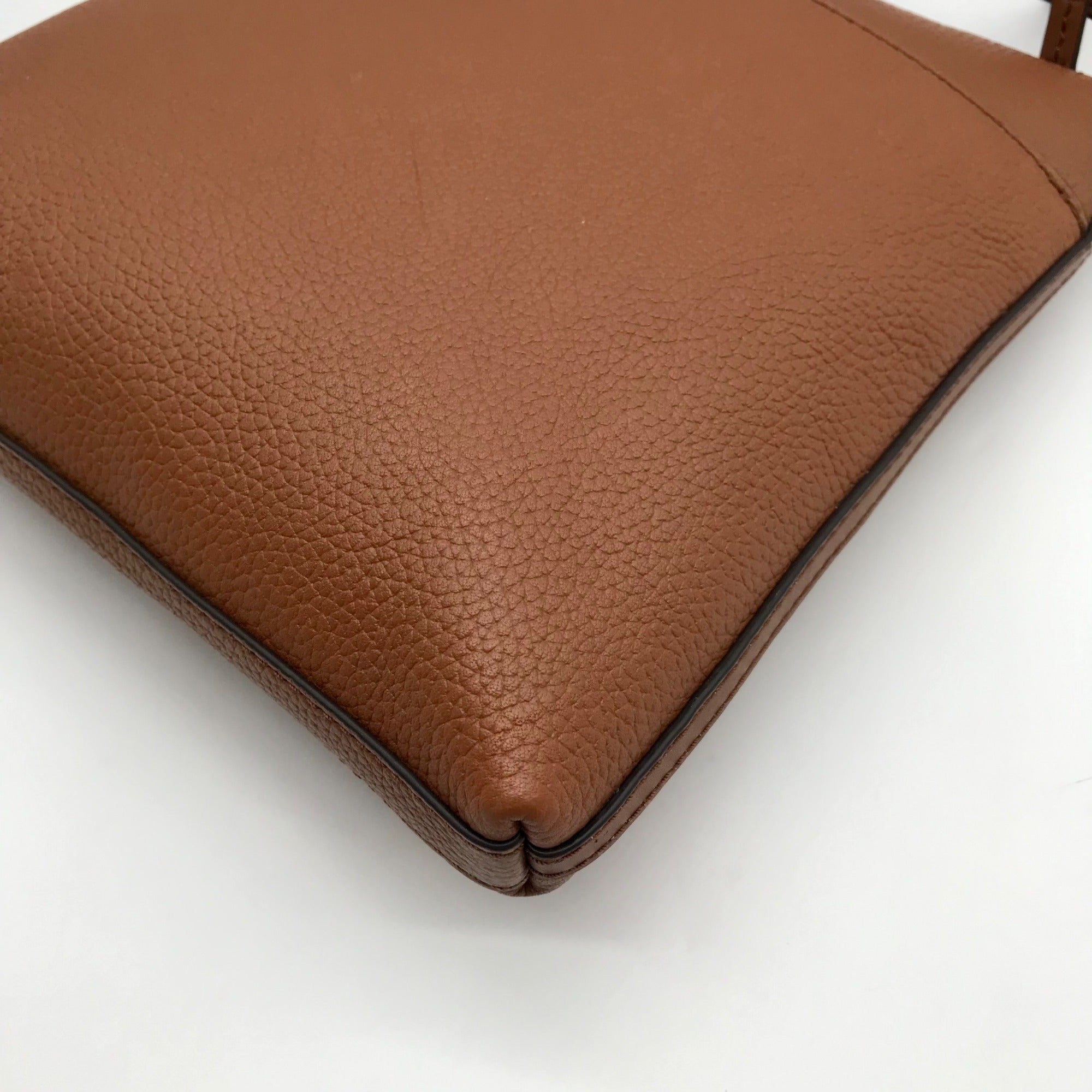 Michael Kors Dark Tan Flat Leather Crossbody Bag