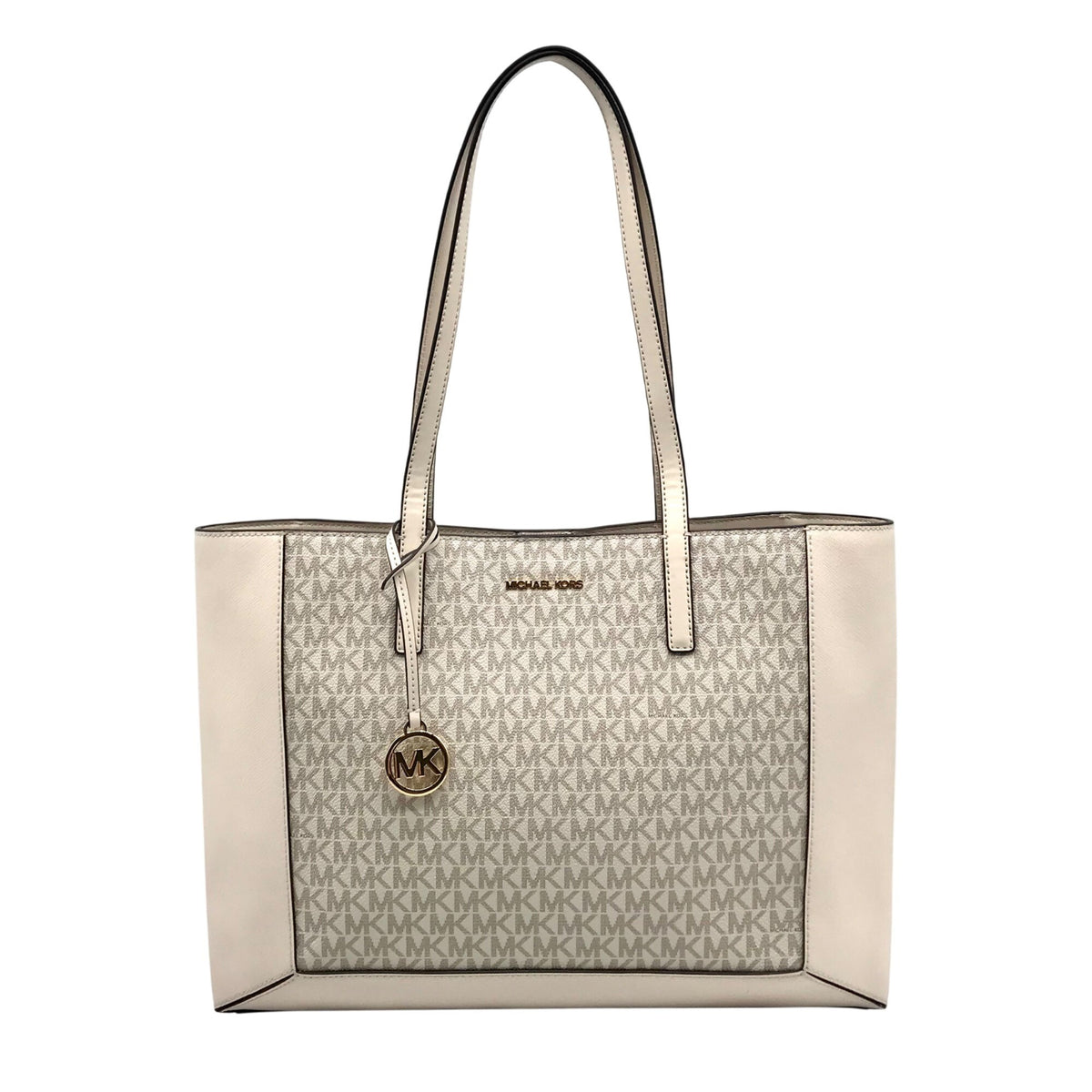 Michael Kors Vanilla &amp; Cream Coated Canvas Sallie East West Large Tote Bag