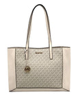 Michael Kors Vanilla & Cream Coated Canvas Sallie East West Large Tote Bag
