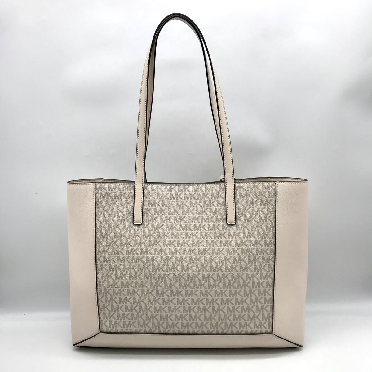 Michael Kors Vanilla &amp; Cream Coated Canvas Sallie East West Large Tote Bag