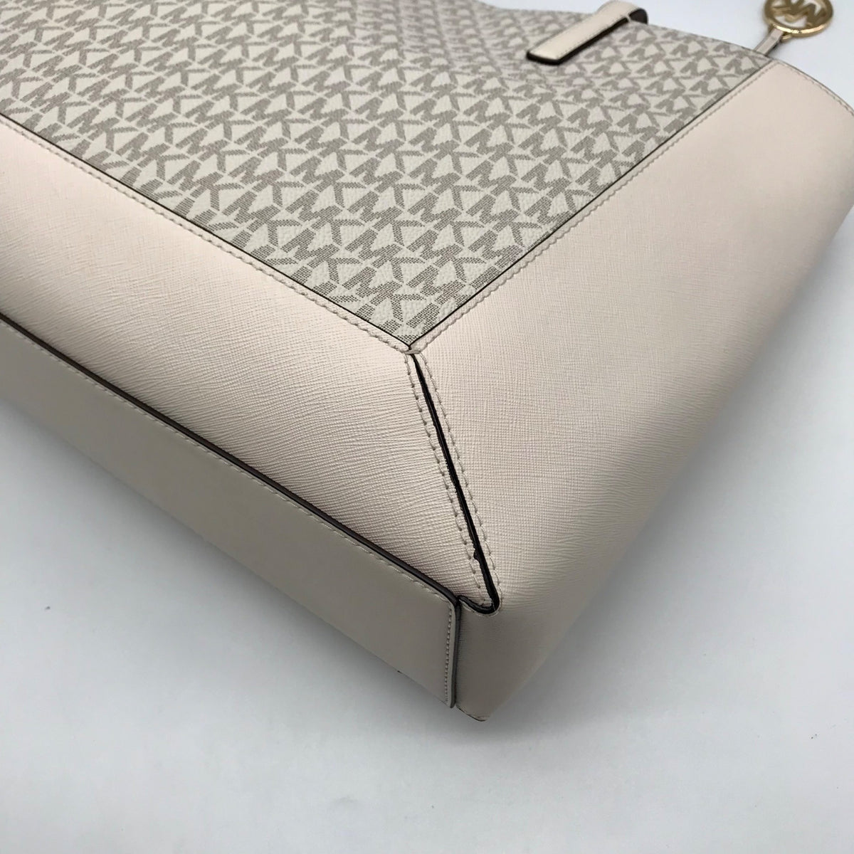 Michael Kors Vanilla &amp; Cream Coated Canvas Sallie East West Large Tote Bag