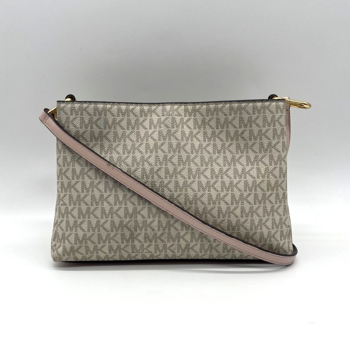 Michael Kors Coated Canvas Monogram Medium Triple Compartment Crossbody Bag