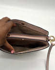 Michael Kors Coated Canvas Monogram Medium Triple Compartment Crossbody Bag