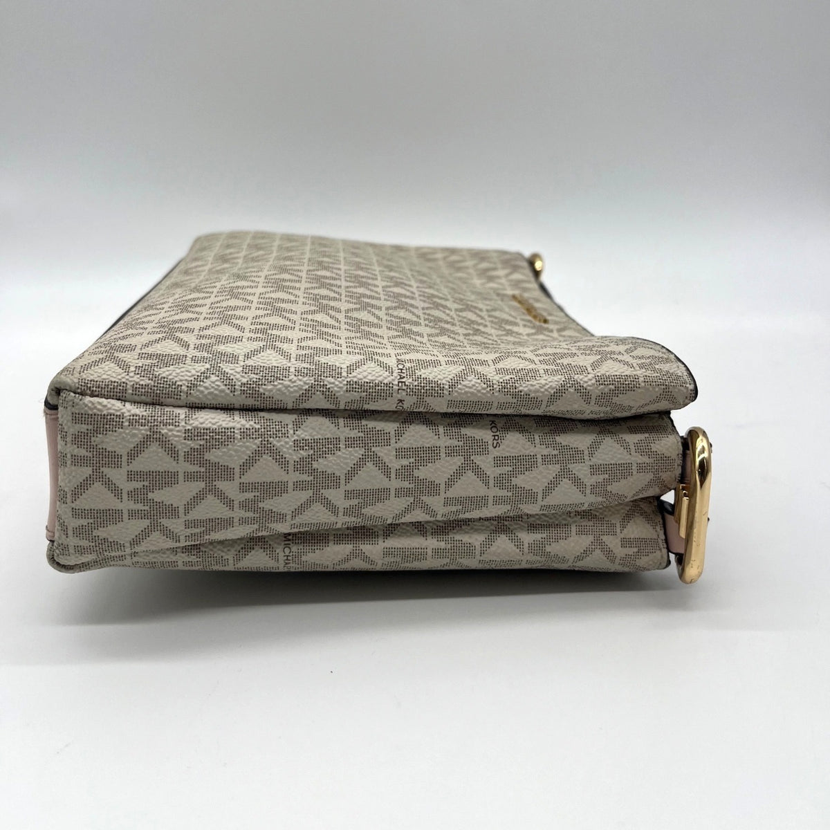 Michael Kors Coated Canvas Monogram Medium Triple Compartment Crossbody Bag