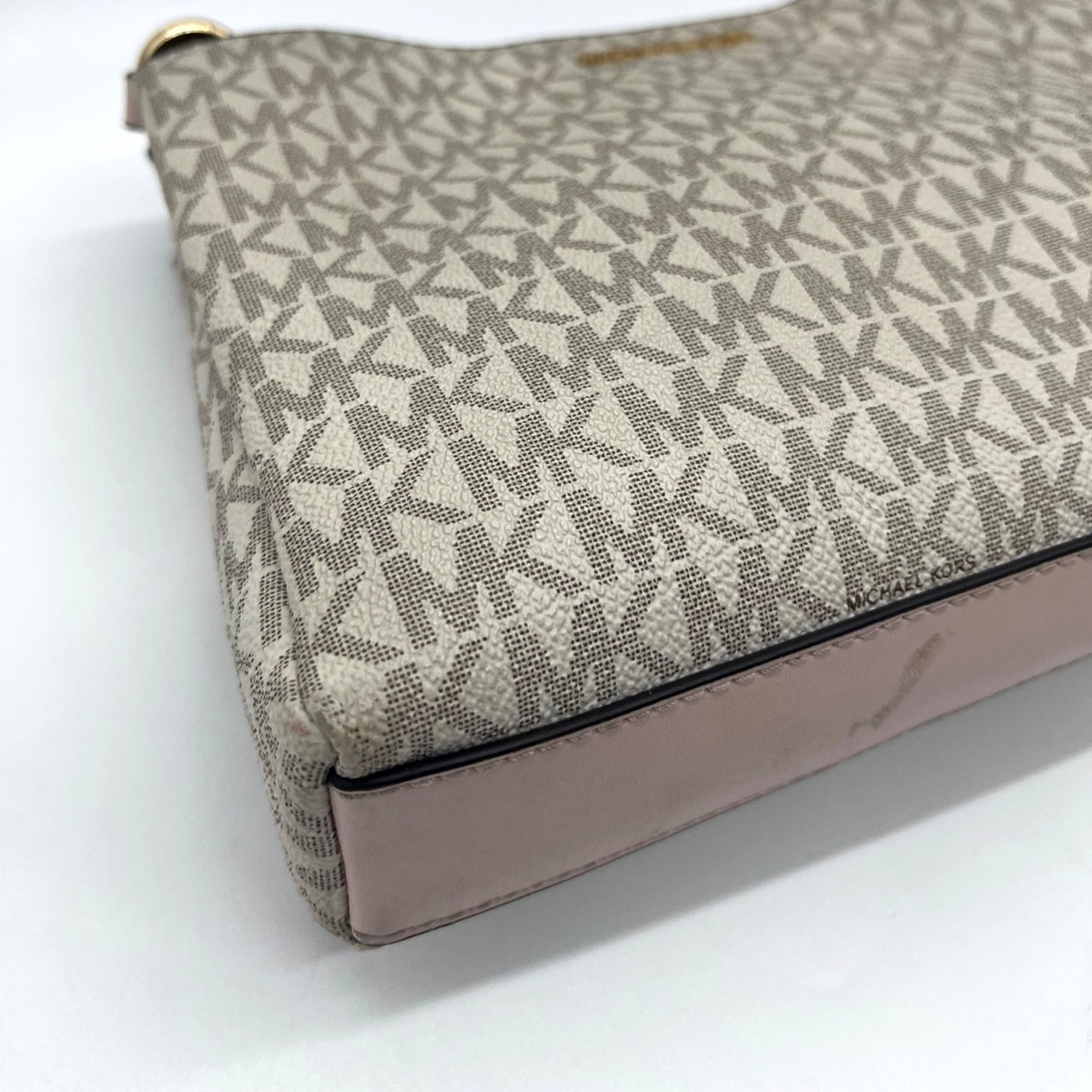 Michael Kors Coated Canvas Monogram Medium Triple Compartment Crossbody Bag