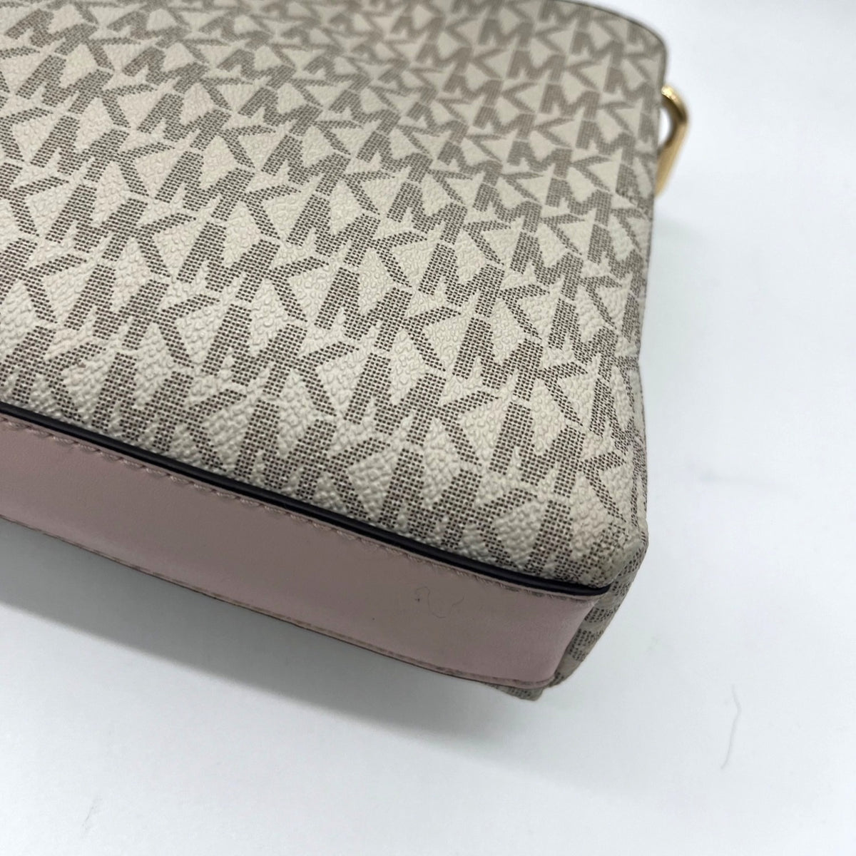 Michael Kors Coated Canvas Monogram Medium Triple Compartment Crossbody Bag