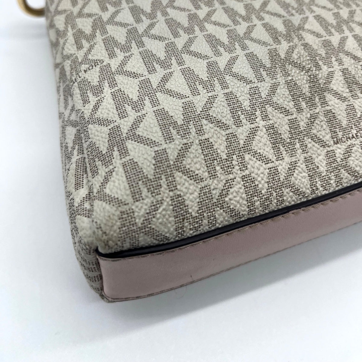 Michael Kors Coated Canvas Monogram Medium Triple Compartment Crossbody Bag