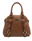 Michael Kors Brown Pebbled Leather Bedford Legacy Medium Convertible Satchel Bag