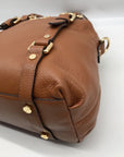 Michael Kors Brown Pebbled Leather Bedford Legacy Medium Convertible Satchel Bag