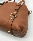 Michael Kors Brown Pebbled Leather Bedford Legacy Medium Convertible Satchel Bag