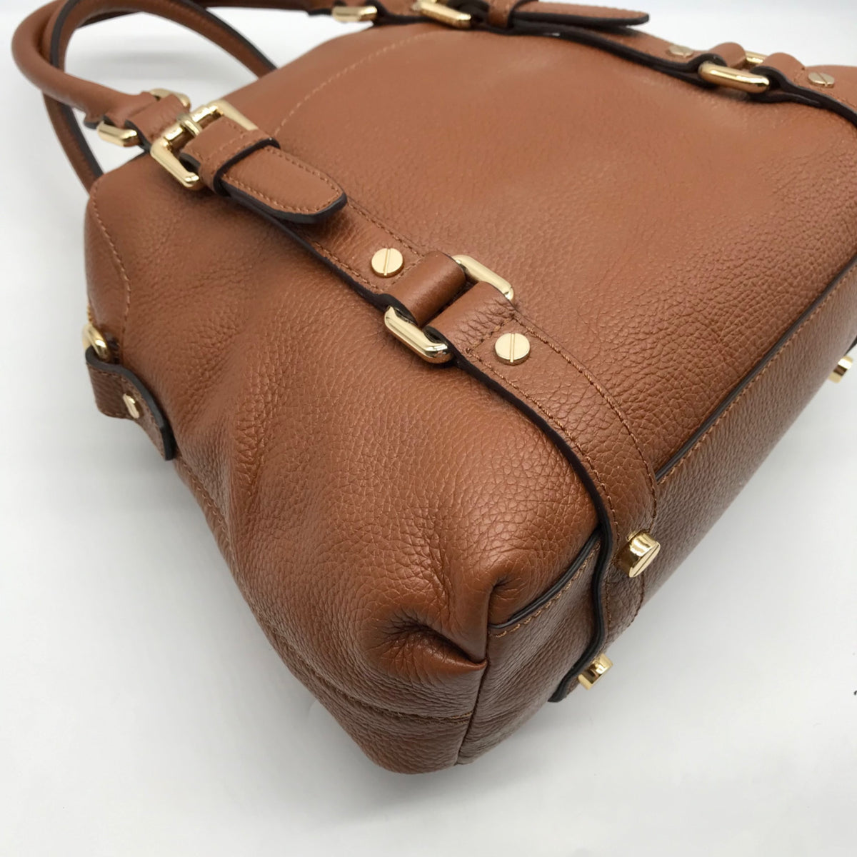 Michael Kors Brown Pebbled Leather Bedford Legacy Medium Convertible Satchel Bag