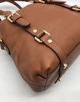 Michael Kors Brown Pebbled Leather Bedford Legacy Medium Convertible Satchel Bag
