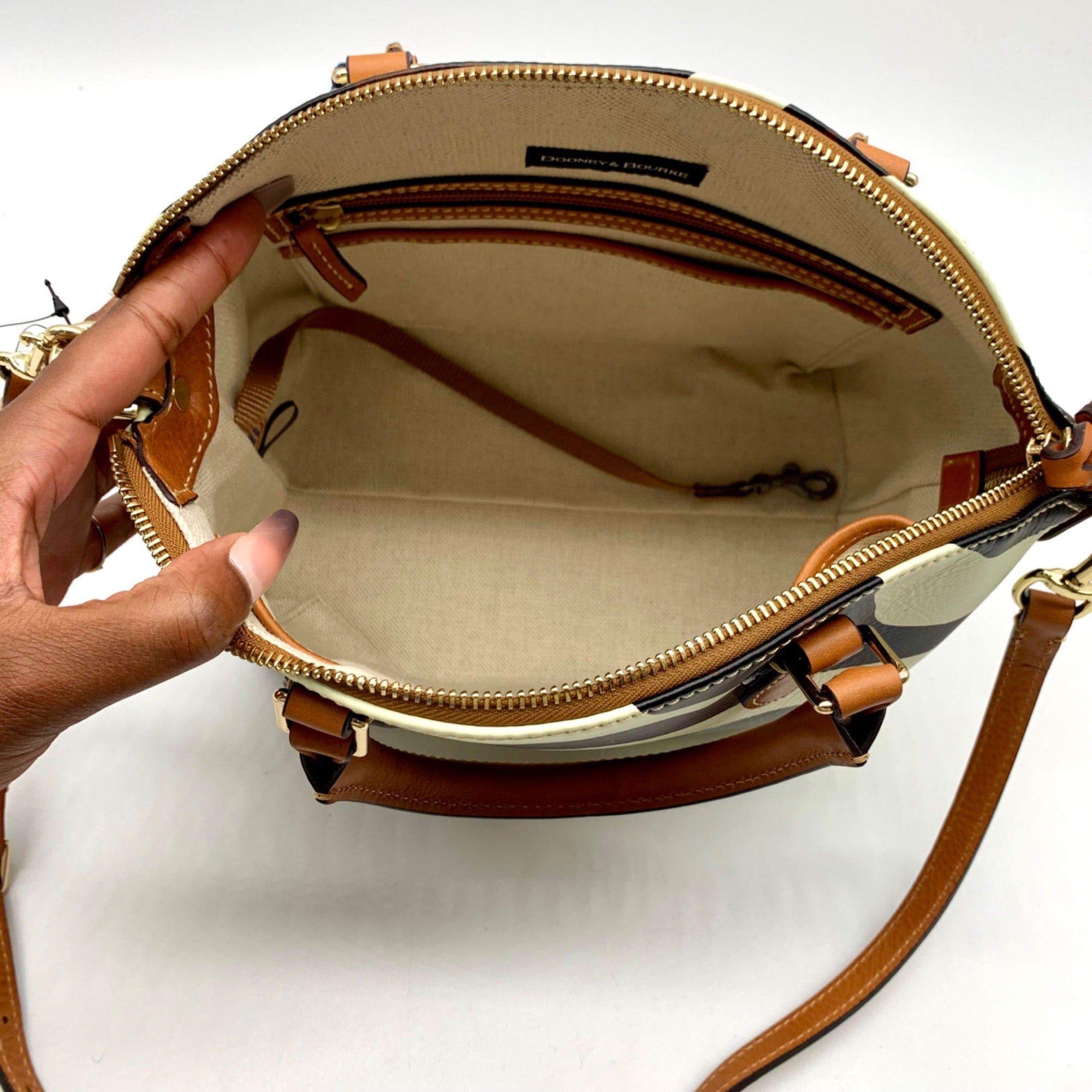 Dooney &amp; Bourke Zebra Print Leather Geena Satchel