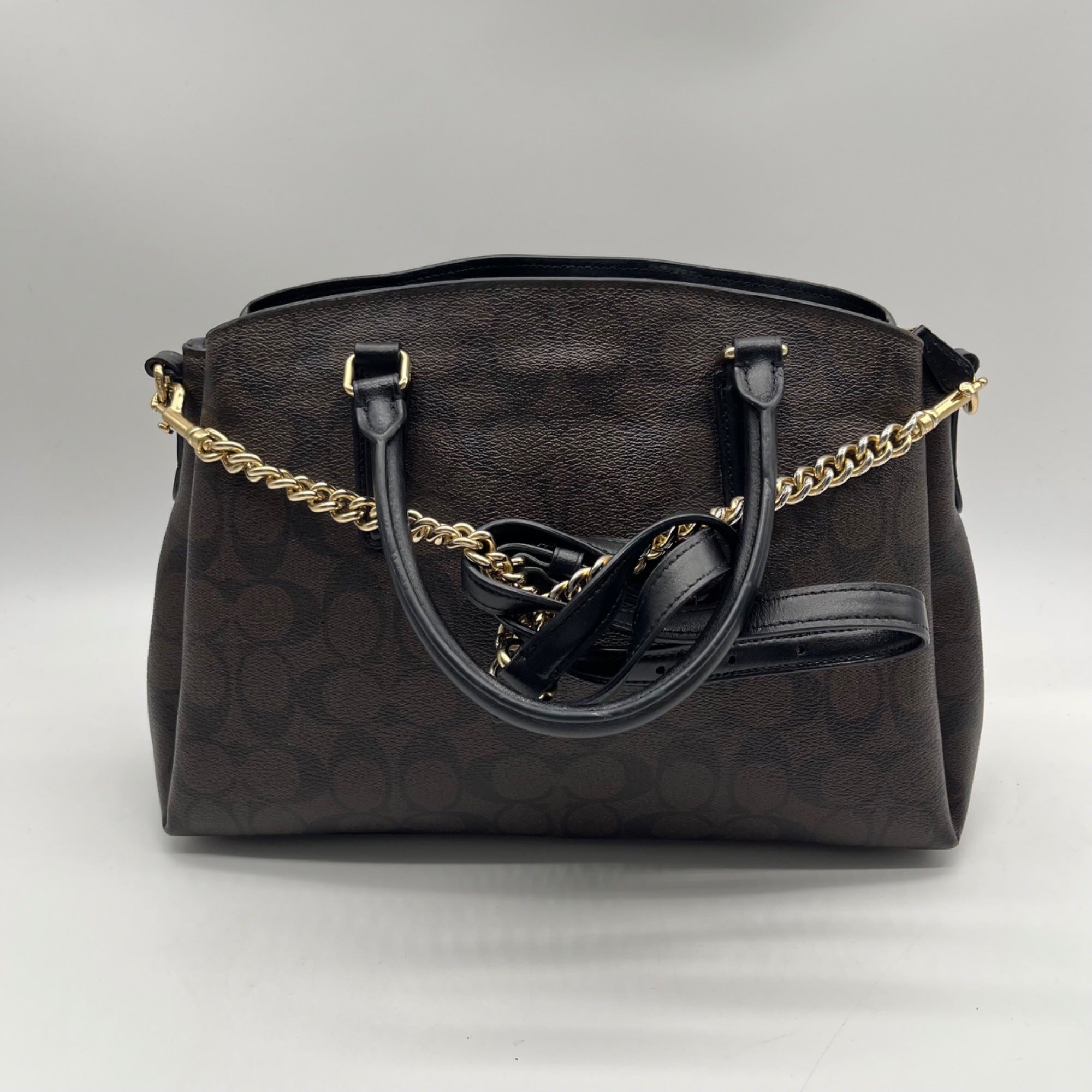 Coach Brown Signature Canvas Sage Carryall F29883