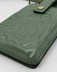 Patricia Nash Forest Green Rose Farleigh Phone Organizer Crossbody