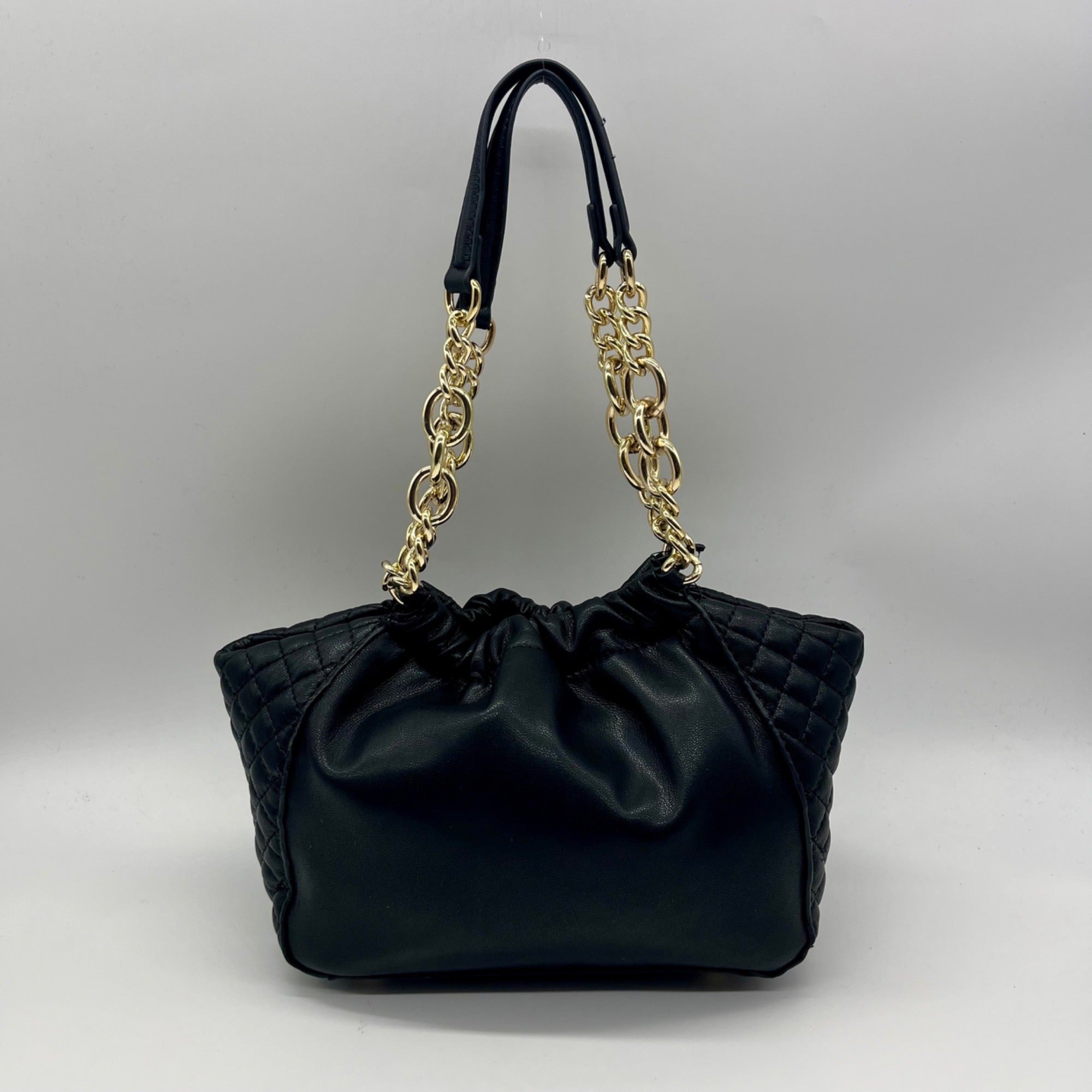 I.N.C. International Concepts Black Faux Leather Kemah Chain Medium Satchel