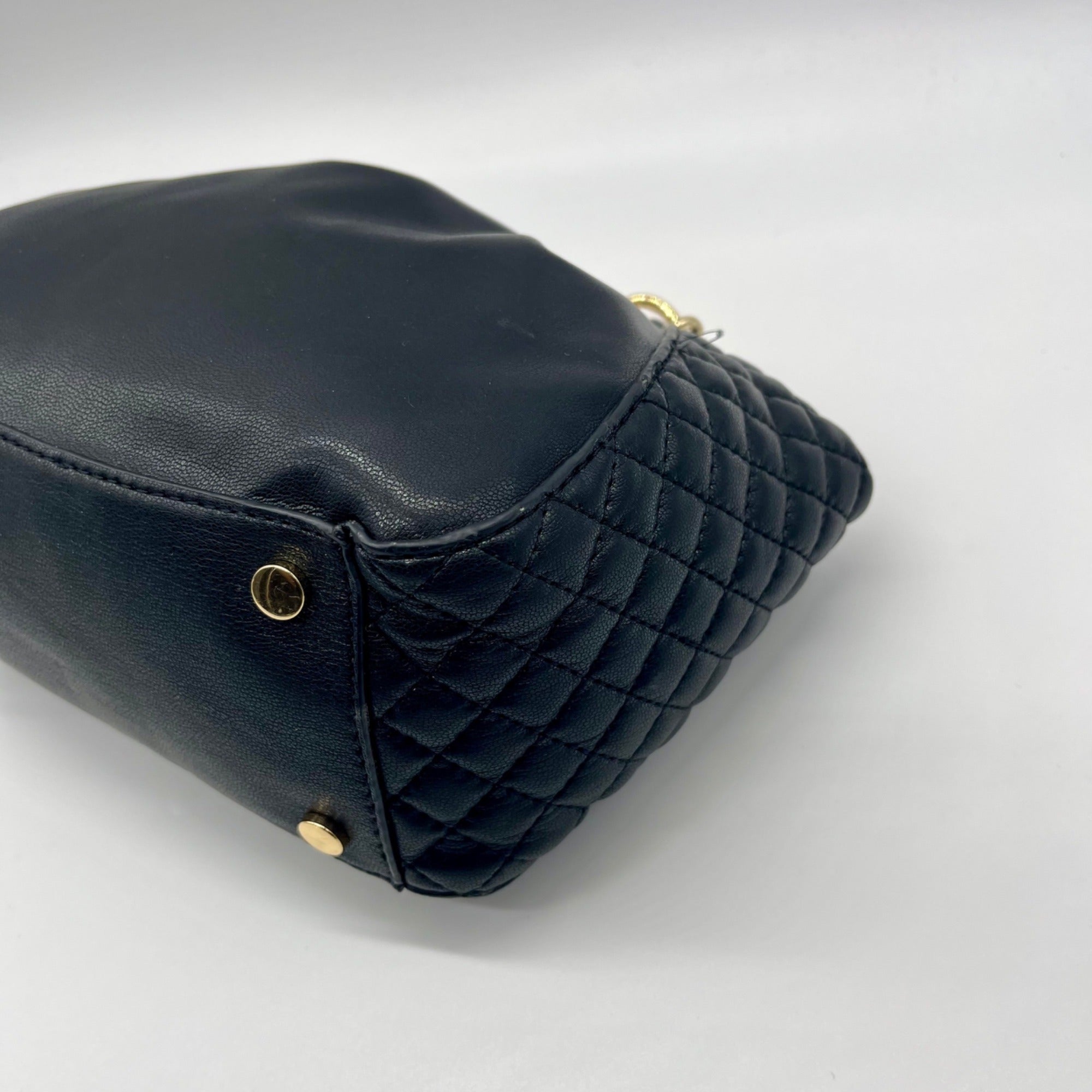 I.N.C. International Concepts Black Faux Leather Kemah Chain Medium Satchel