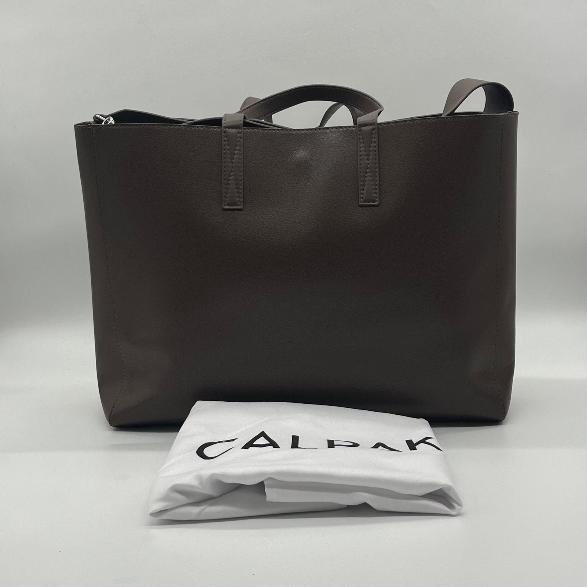 Calpak Toffee Faux Leather Haven Laptop Tote Bag