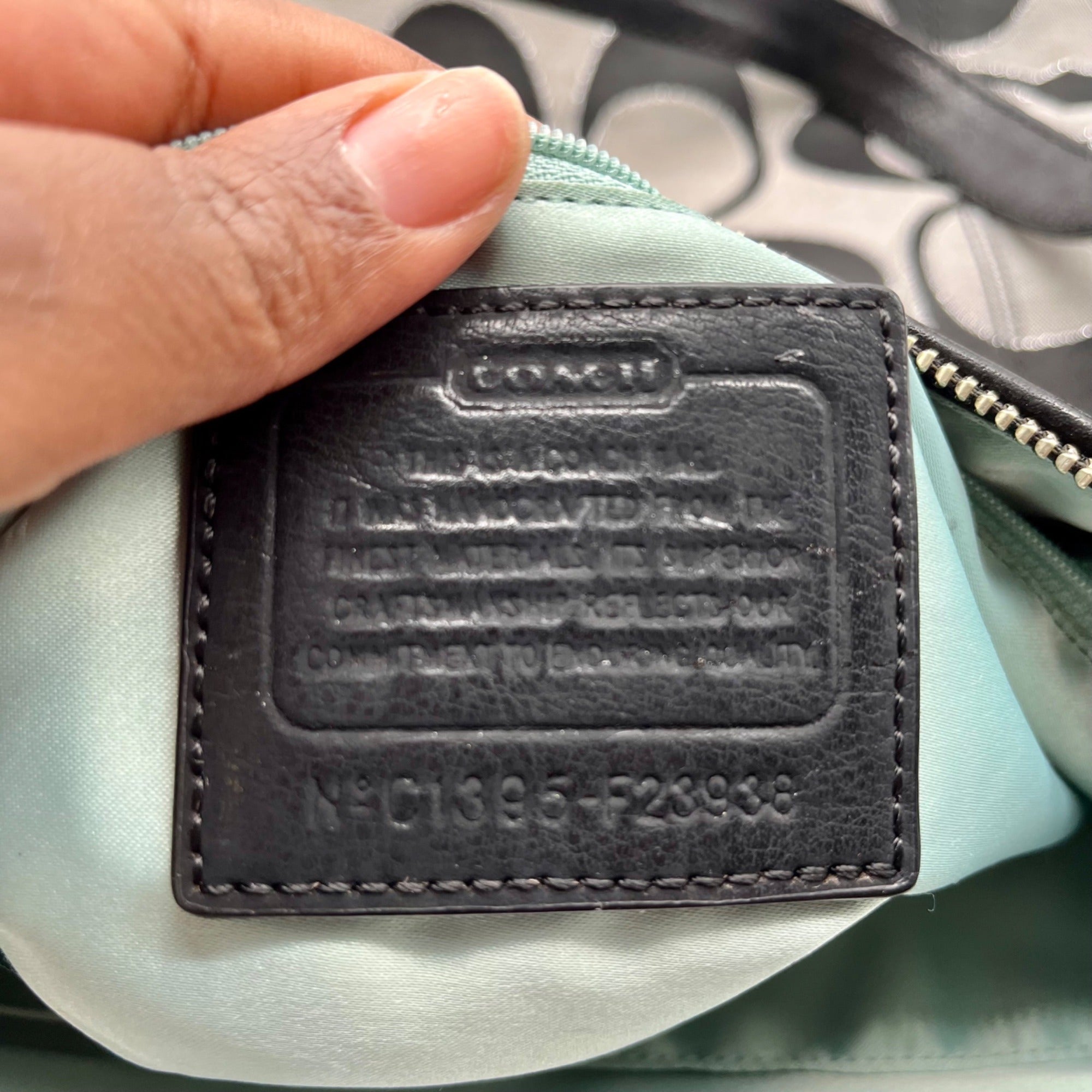 Coach Black &amp; Grey Daisy Outline Signature Emma Tote Bag F23938