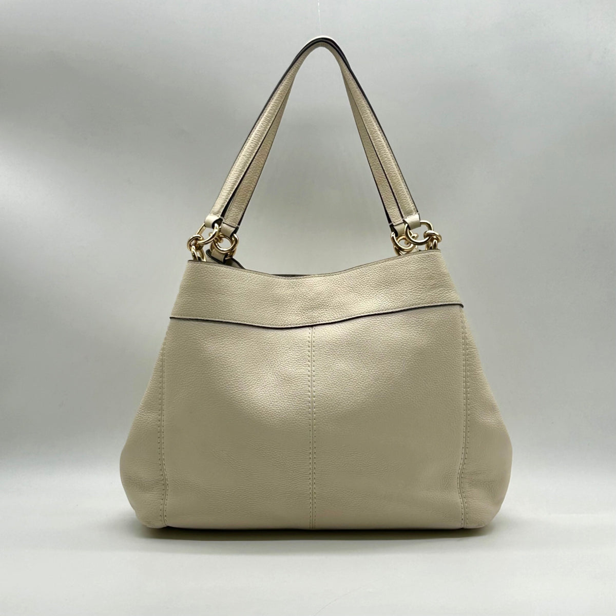 Coach Ivory Pebbled Leather Star Dust Studded Shoulder Bag