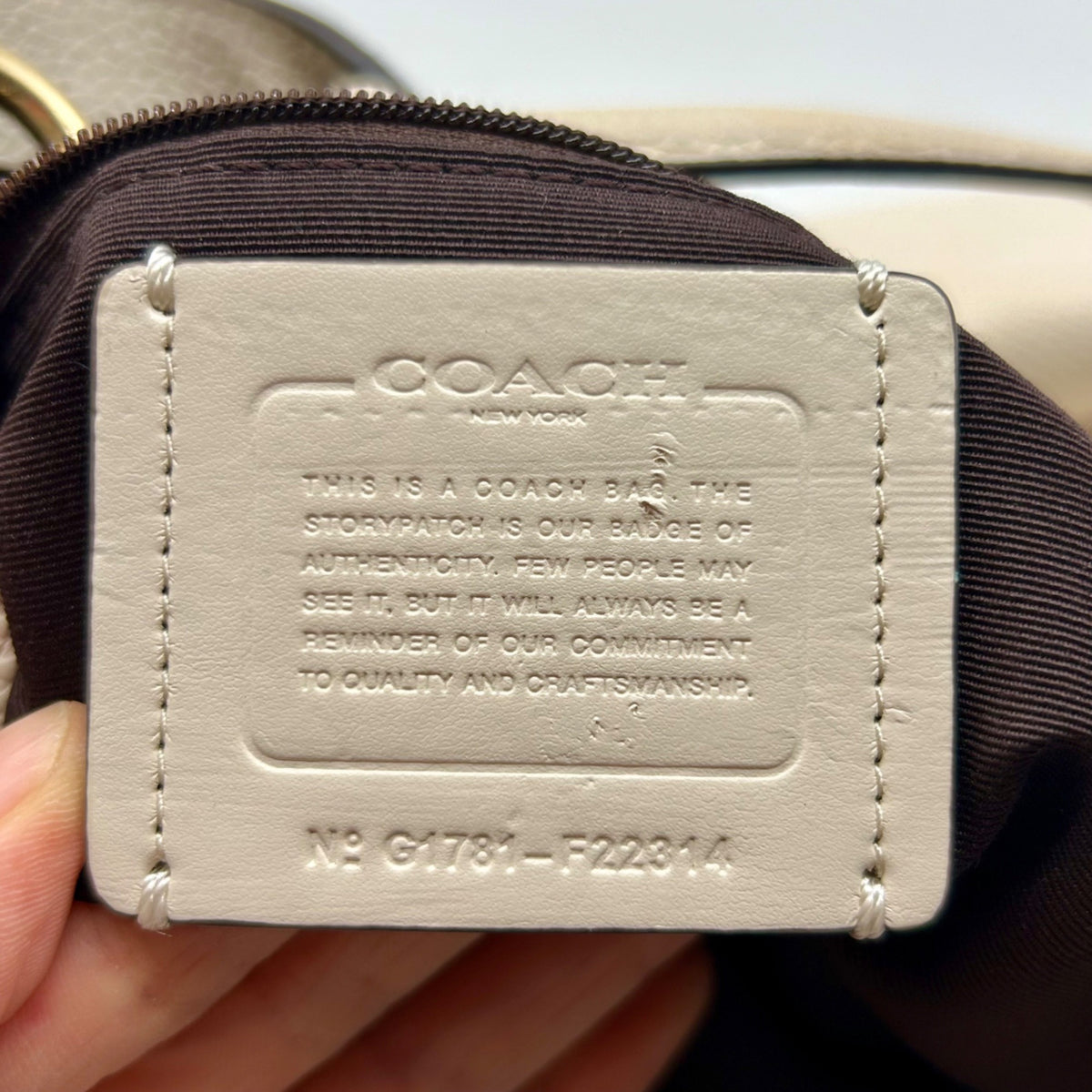 Coach Ivory Pebbled Leather Star Dust Studded Shoulder Bag
