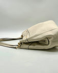 Coach Ivory Pebbled Leather Star Dust Studded Shoulder Bag