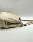 Coach Ivory Pebbled Leather Star Dust Studded Shoulder Bag