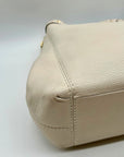 Coach Ivory Pebbled Leather Star Dust Studded Shoulder Bag