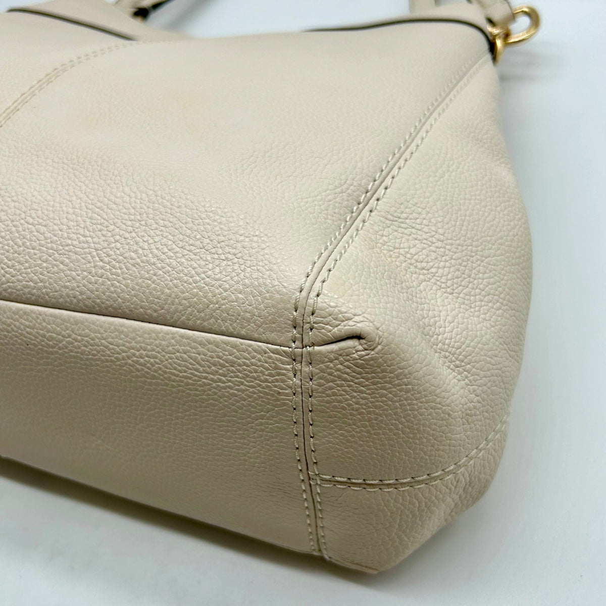Coach Ivory Pebbled Leather Star Dust Studded Shoulder Bag