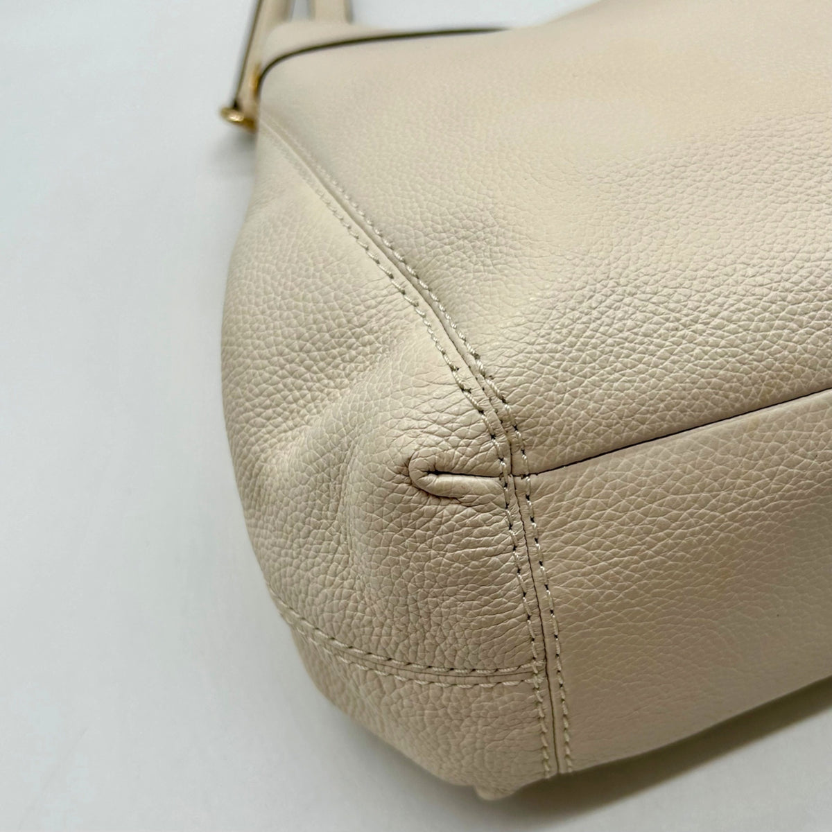 Coach Ivory Pebbled Leather Star Dust Studded Shoulder Bag