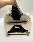 Coach Ivory Pebbled Leather Star Dust Studded Shoulder Bag