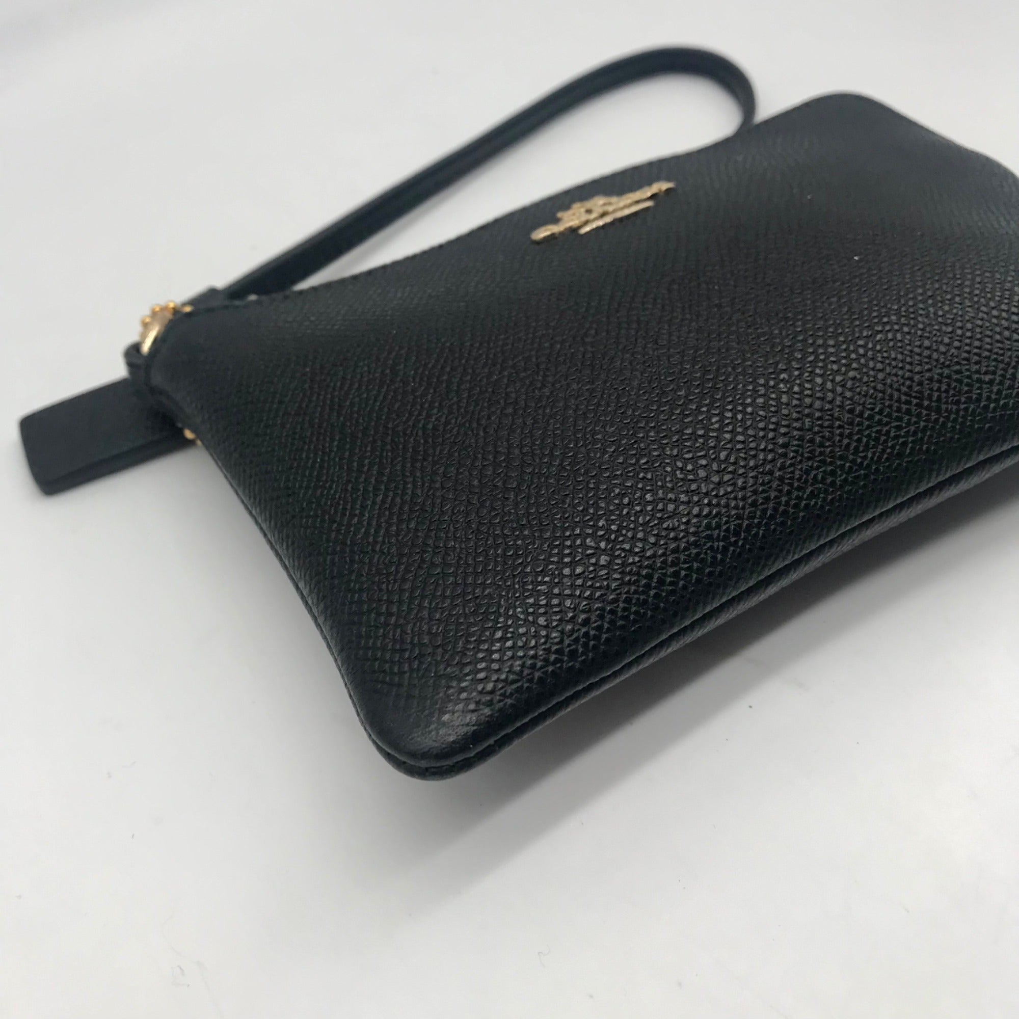 Coach Black Leather Corner Wristlet