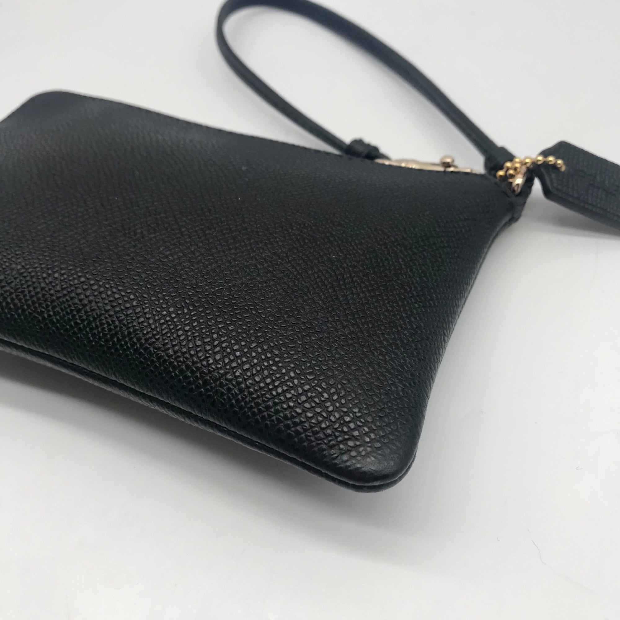 Coach Black Leather Corner Wristlet