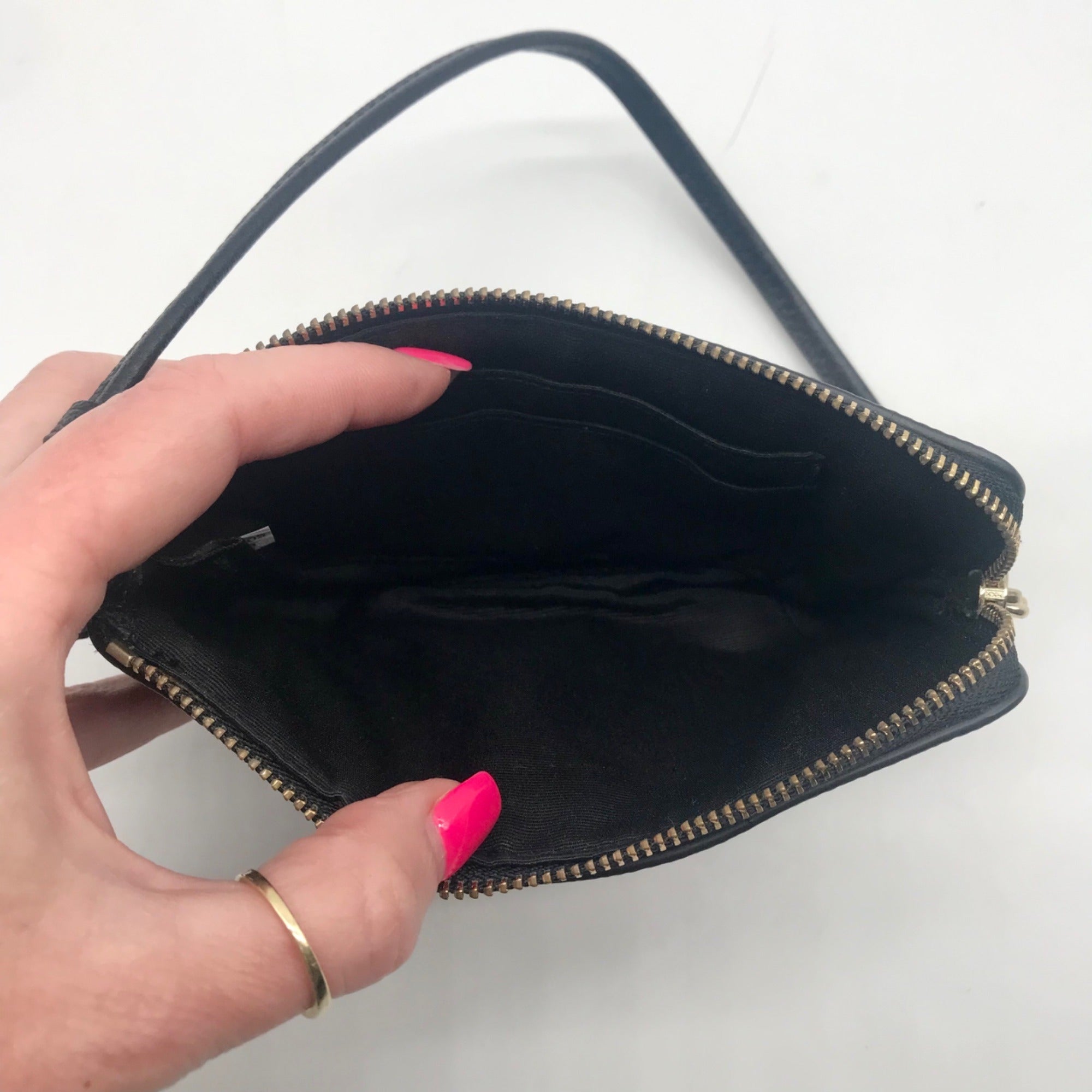 Coach Black Leather Corner Wristlet