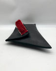 Sulay Black Pebbled Leather Geometric Shaped Clutch