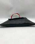 Sulay Black Pebbled Leather Geometric Shaped Clutch