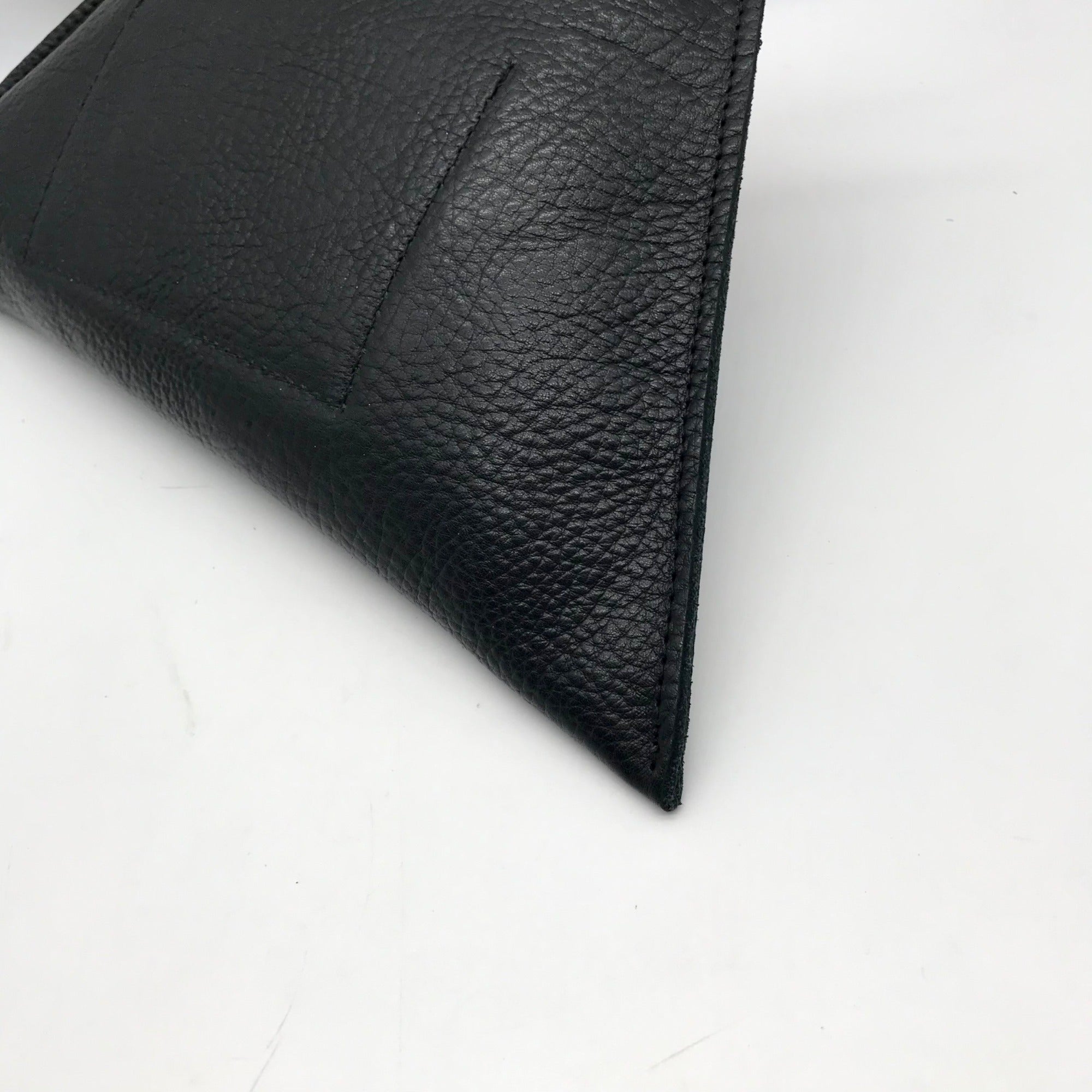 Sulay Black Pebbled Leather Geometric Shaped Clutch
