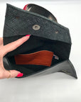 Sulay Black Pebbled Leather Geometric Shaped Clutch