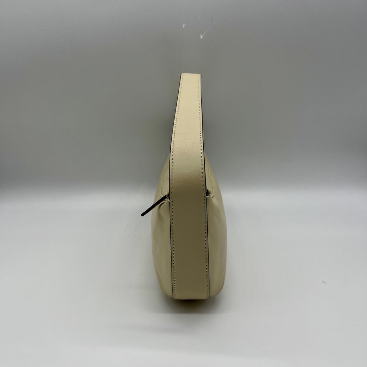 STAUD Beige Leather Demy Zip Shoulder Bag