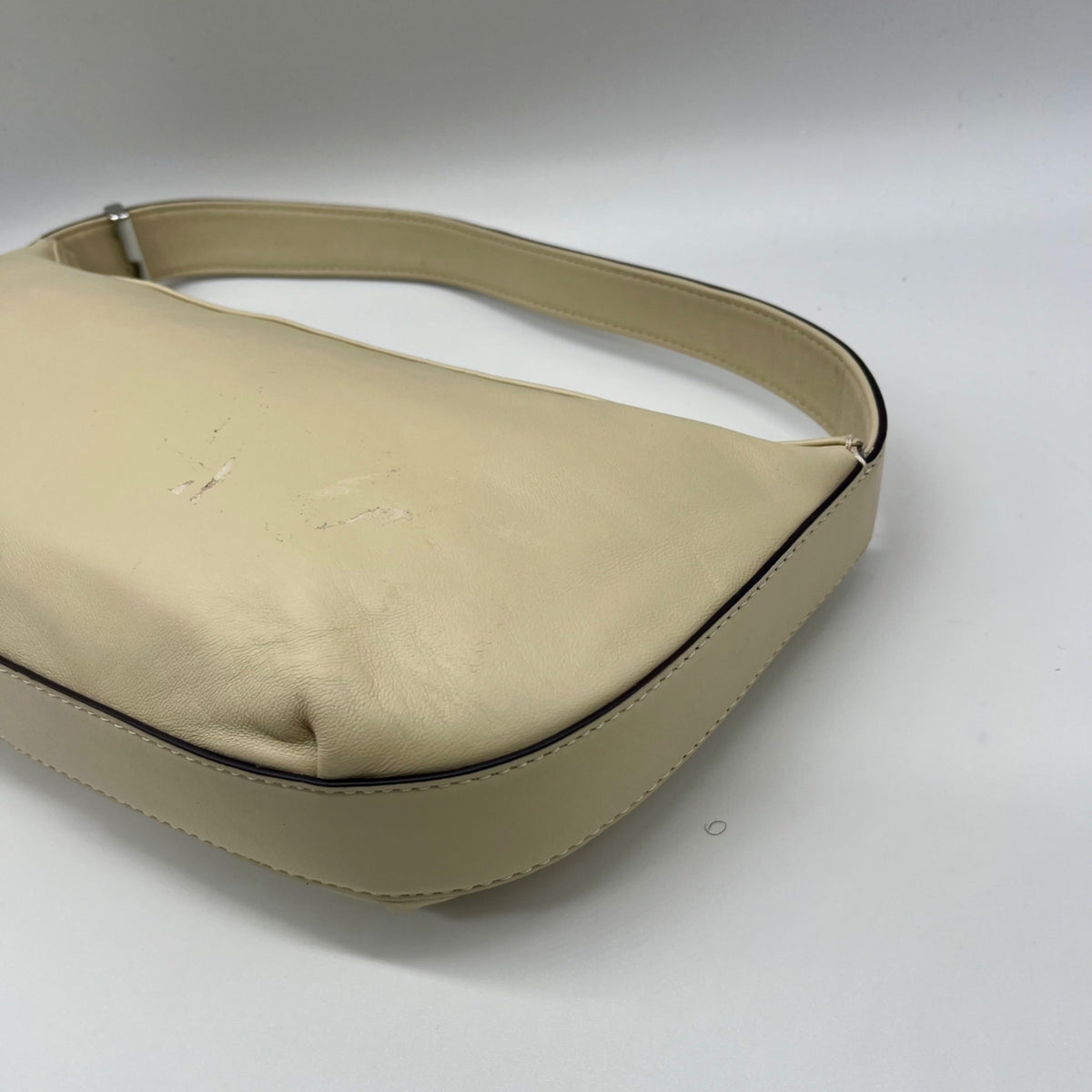 STAUD Beige Leather Demy Zip Shoulder Bag