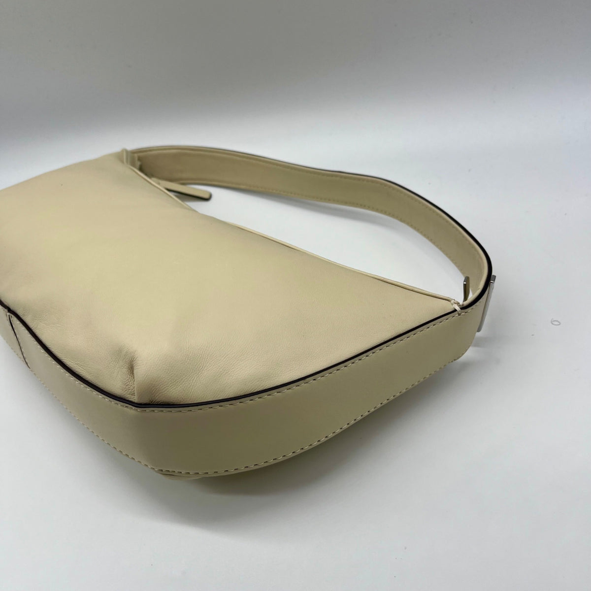 STAUD Beige Leather Demy Zip Shoulder Bag